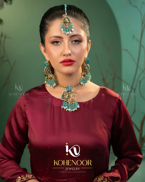 Nauratan Maang Tikka Set